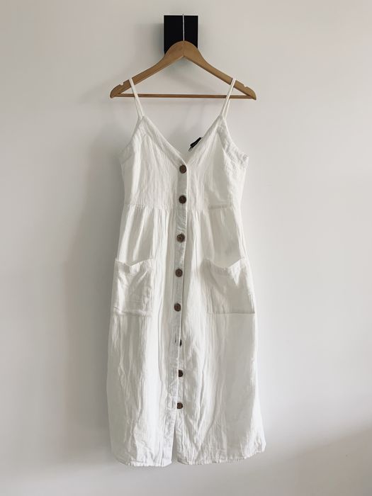 Sukienka biała guziki midi maxi letnia summer Stradivarius