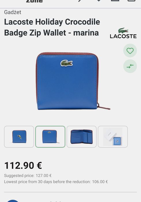 Теннис лимит. Кошелек LACOSTE Holiday Crocodile Badge Zip Wallet - marina