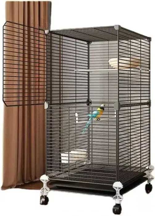 Металева клітка для птахів на колесах з аксесуарами 82х37х37см KP-82
