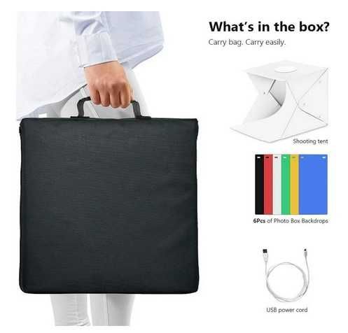 Mini Photo Studio 30x30x30 with Carry Bag, LED Lights, and 6 Backdrops64739396598019122