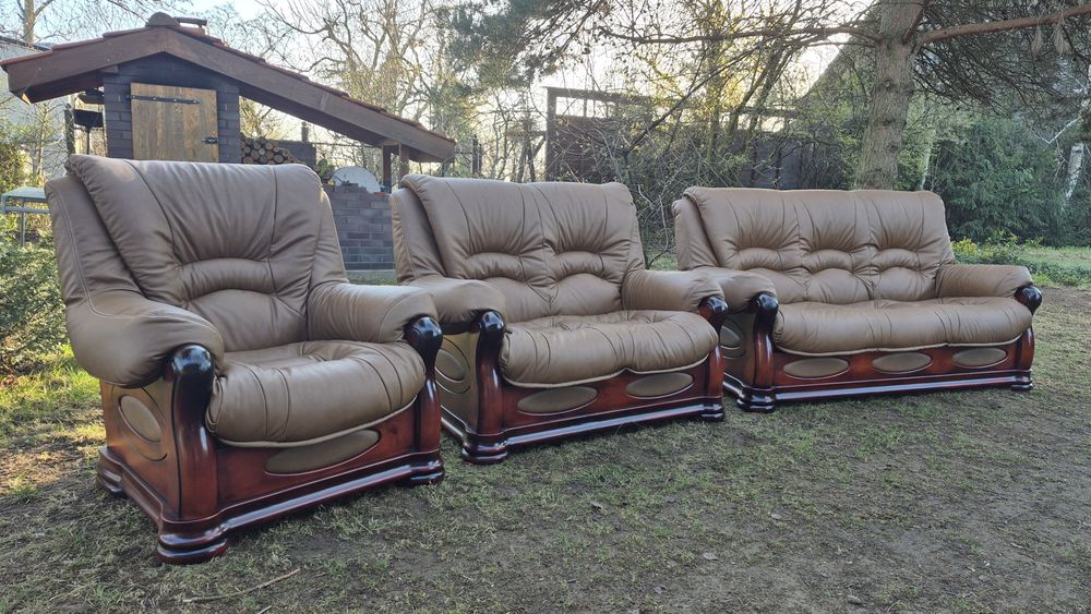 Komplet wypoczynkowy 3 2 1 Nowa skóra naturalna 100%