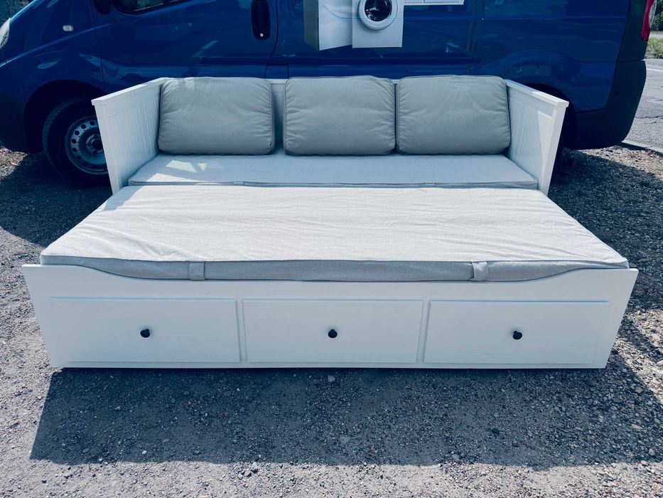IKEA HEMNES Leżanka Łóżko z 3 szufladami, 2 materace , 3 poduszki białe Transport
