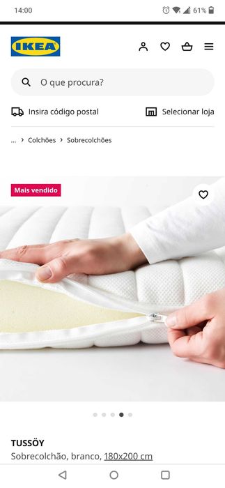 Sobrecolchão IKEA TUSSÖY 180x200 cm