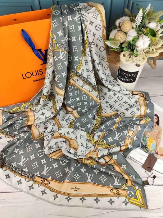 Шелковый платок Луи Витон Louis Vuitton шовкова хустка Люкс