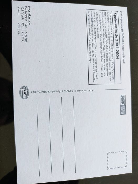 Postal do plantel do PSV 2003 e 2004