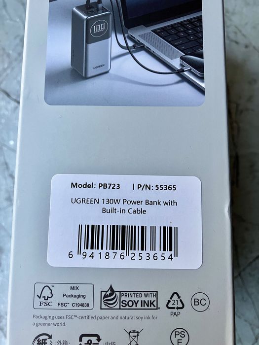 Павербанк UGREEN 130W 20000mAh Nexode + кабель. PB723. Новий.