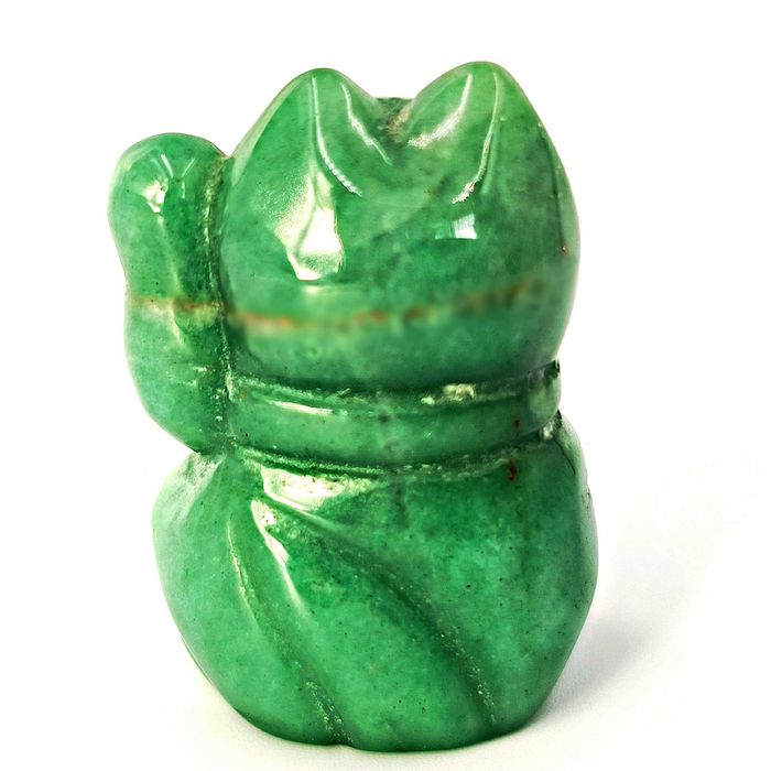 Maneki neko kamień kot witający figurka rzeźba netsuke szczęście