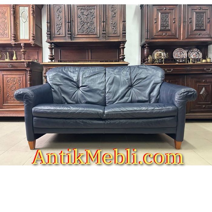 Диван шкіряний темно- синього кольору кожа 4173