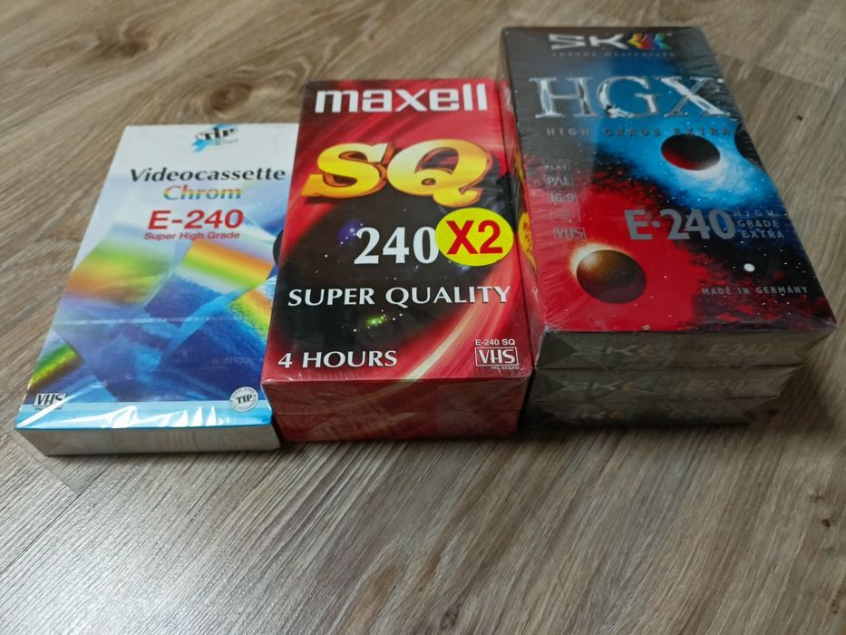 Nowe zafoliowane kasety VHS 3x 180 i 6x 240