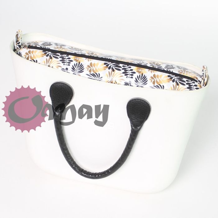 organizer OBAG MINI ekoskóra eko skóra liście czarne 2 kieszenie OMAY