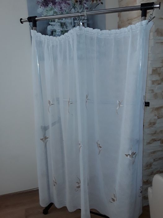 Firanki organza kreszowana,haft 4 sztuki