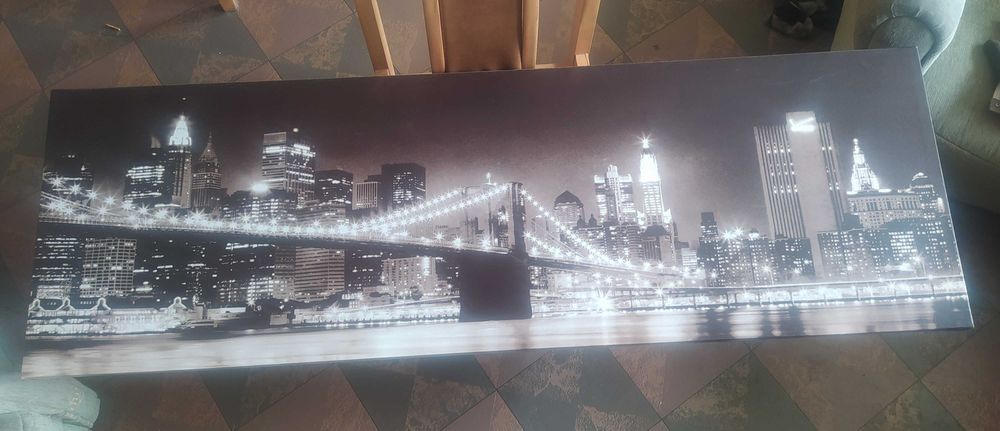 Obraz panoramiczny 45 cm x 140 cm "New York nocą"
