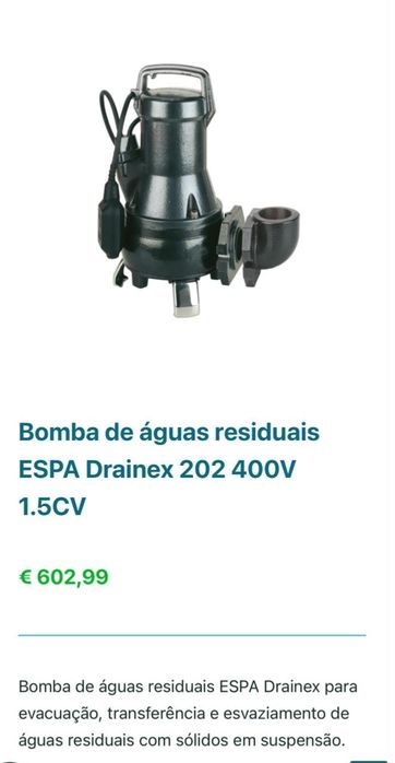 Bomba submersível de águas residuais