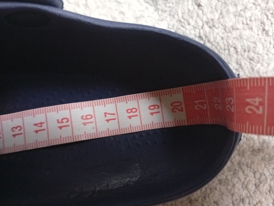 Lekkie granatowe w moro  klapki crocsy r. 32-33, wkładka 21 cm