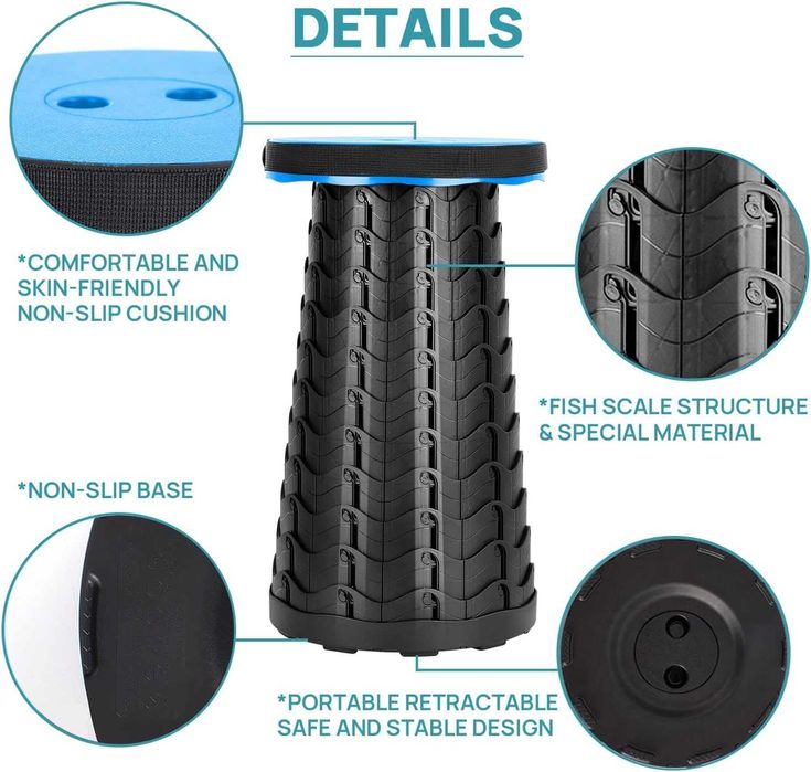 Stołek teleskopowy, przenośny składany kempingowy, wędkarski, grill