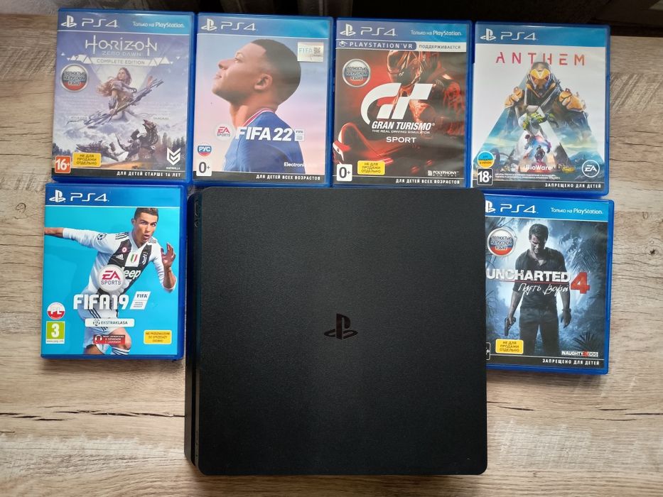 Ps4 slim 500gb +6 игр