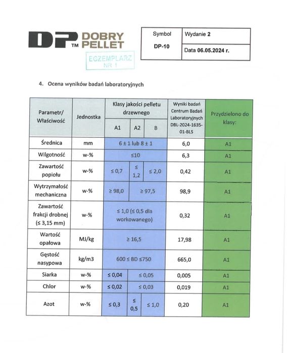 Pellet pelet drzewny lava igła bizon certyfikat A1