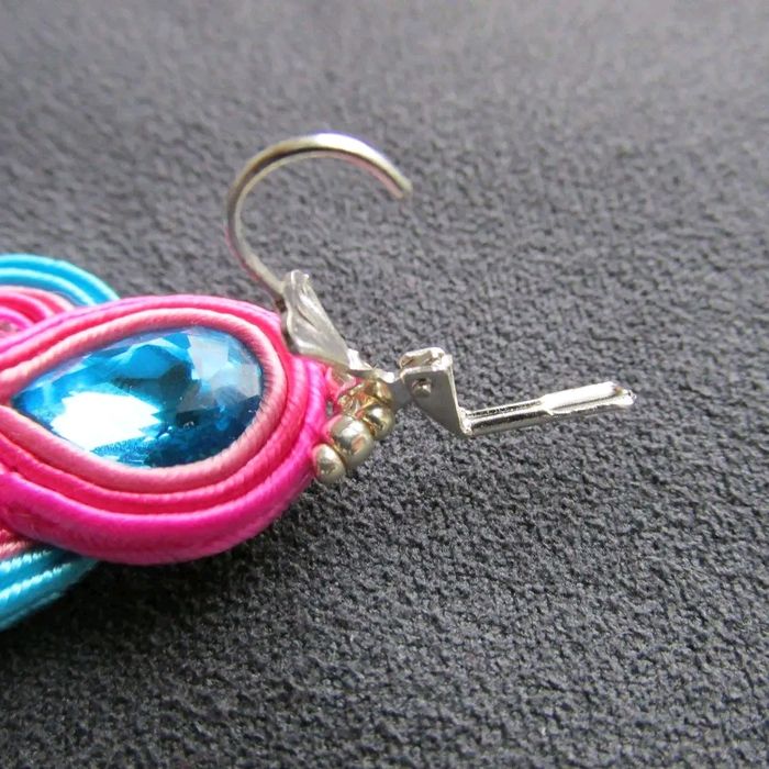 Granatowe kolczyki sutasz handmade