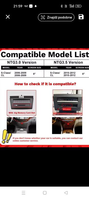 Radio dotykowe Android Mercedes w221
