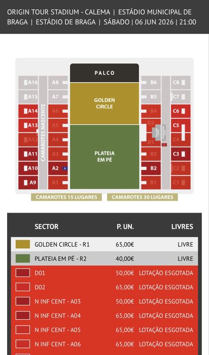 Bilhetes fisicos Calema, em Braga