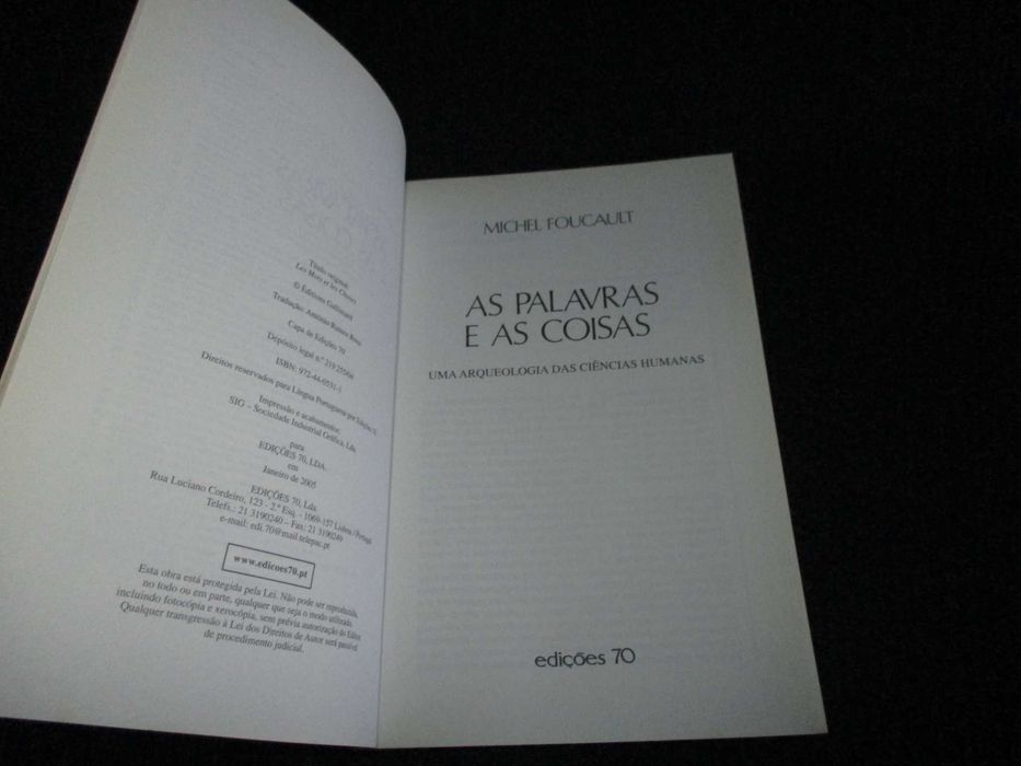 Livro As Palavras e as Coisas Michel Foucault 1ª edição 2005