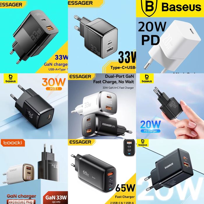 Essager 65w GaN PD Быстрая зарядка Power Delivery Quick Charge Toocki