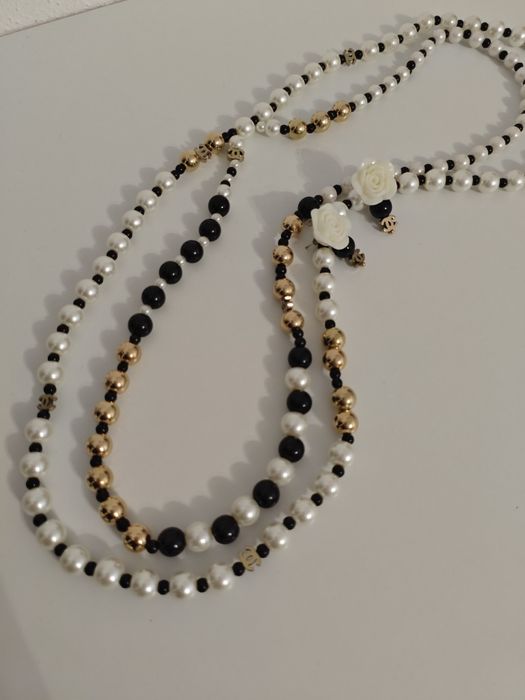 Кольє буси та сережки " в стилі Шанель" класичний стиль білес золотом