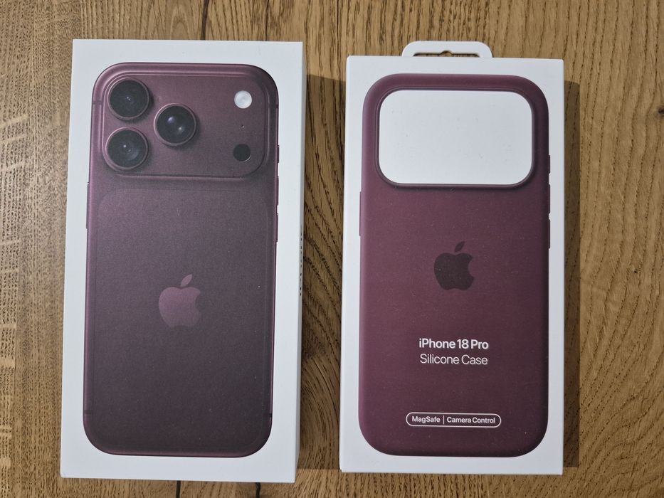 Nowy Wersja z USA eSIM-only Większa Bateria iPhone 18 Pro Burgundowy 512 GB+Apple Silicone Case