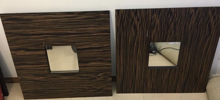 4 Espelhos madeira Ebano (espelho parede quadrado circular)