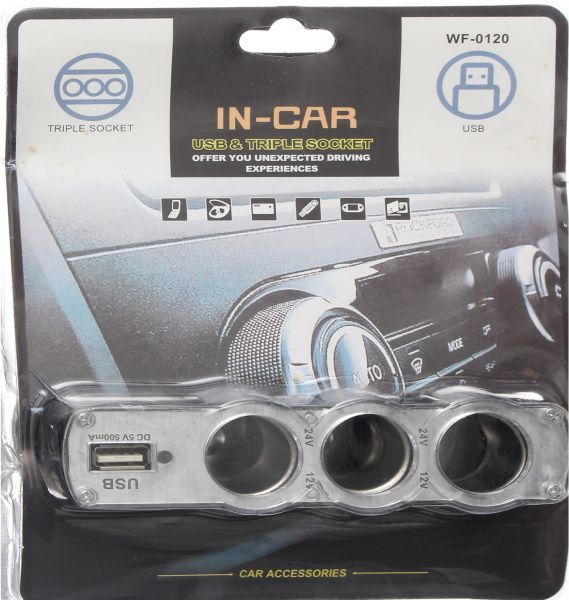 Carregador Isqueiro triplo com extensão e usb Novos em caixa