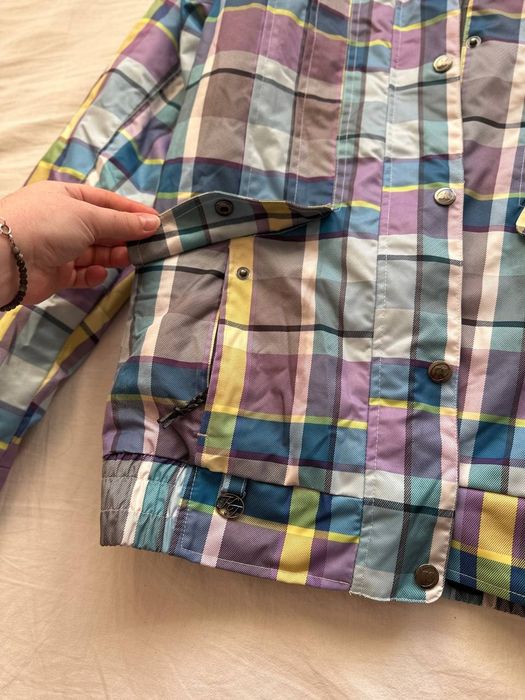 Яскрава жіноча  лижна /сноубордична куртка K-TEC клітинку розмір S