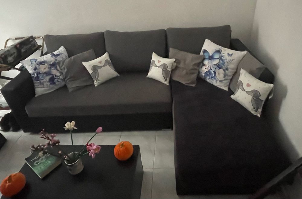 Grey corner sofa & sofa bed