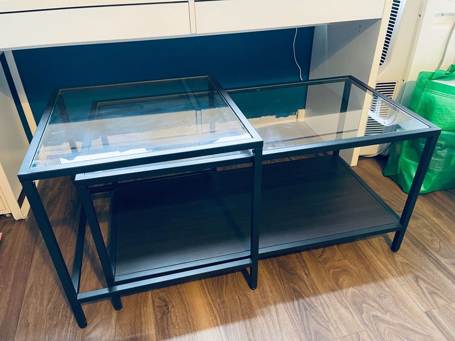 Mesa de centro Ikea VITTSJÖ preta metal e madeira