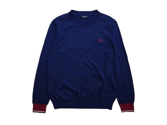 FRED PERRY Sweter Męski Granatowy Logo r. L