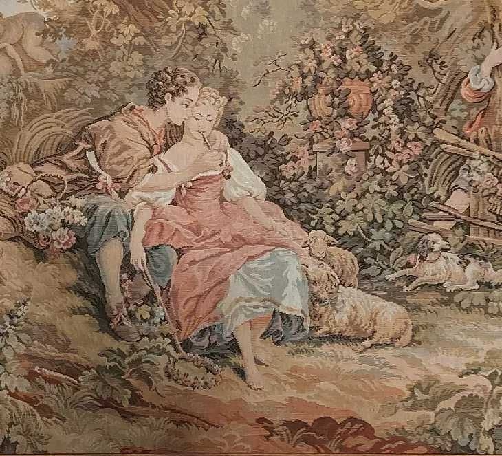 Quadro de requintada "Tapeçaria Francesa" => autêntica "Gobelin"
