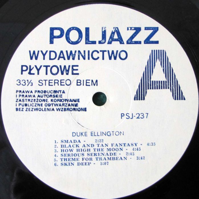 Duke Ellington ~ vinylpłyta ~ PSJ 237 ~ stan BDB