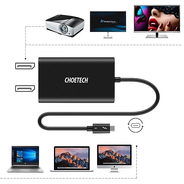 Choetech adapter przejściówka rozdzielacz USB Typ C Thunderbolt 3 (40G