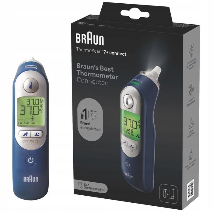 Termometr douszny Braun ThermoScan 7+ Connect IRT6575 cyfrowy Bluetoot