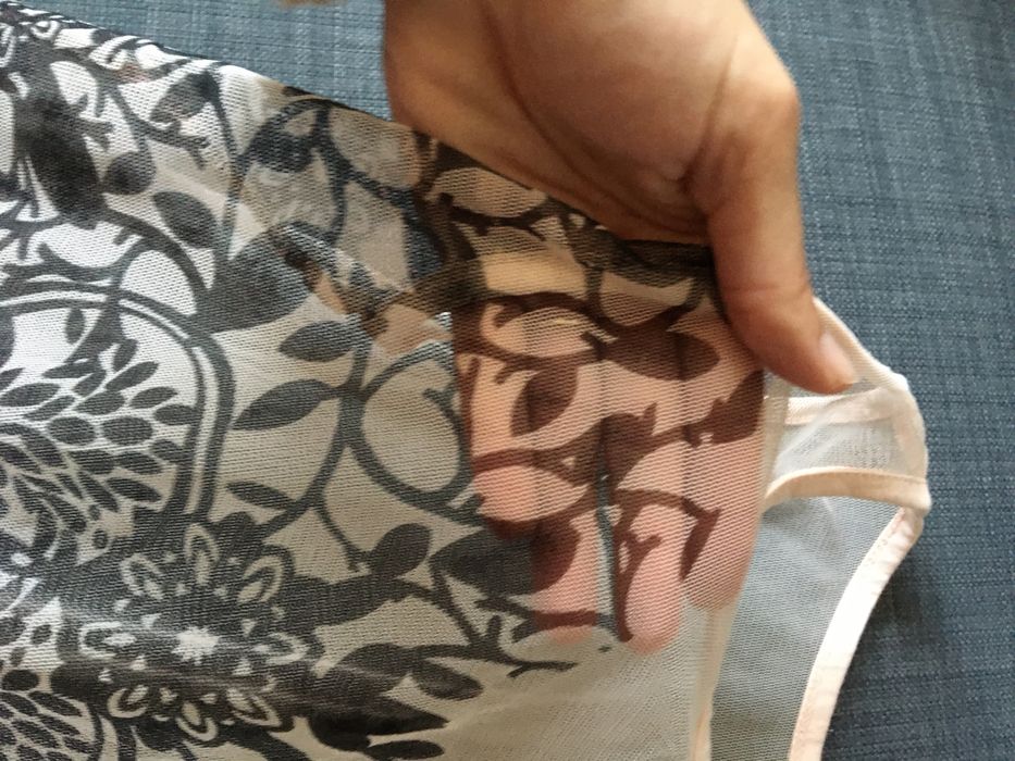 Body ASOS S lub XS czarny dół transparentna góra z efektem tatuażu  bo