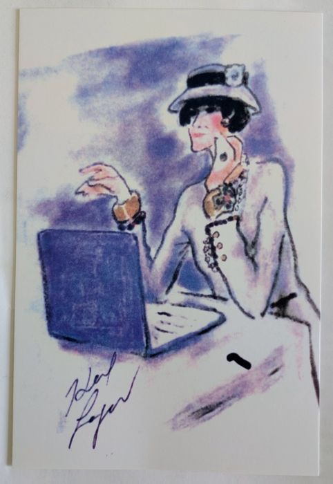 Coleção de 3 cartões da coleção Chanel, desenhado por Karl Lagerfeldl, com capa.