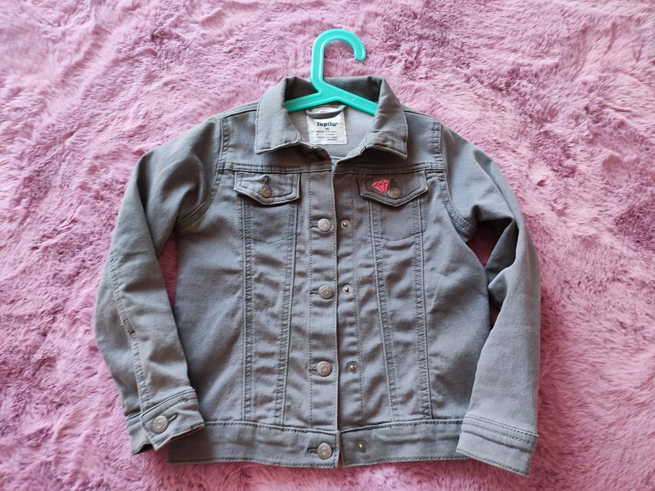 116 kurtka katana ramoneska wiosna lato szara dżinsowa dla bliźniacze