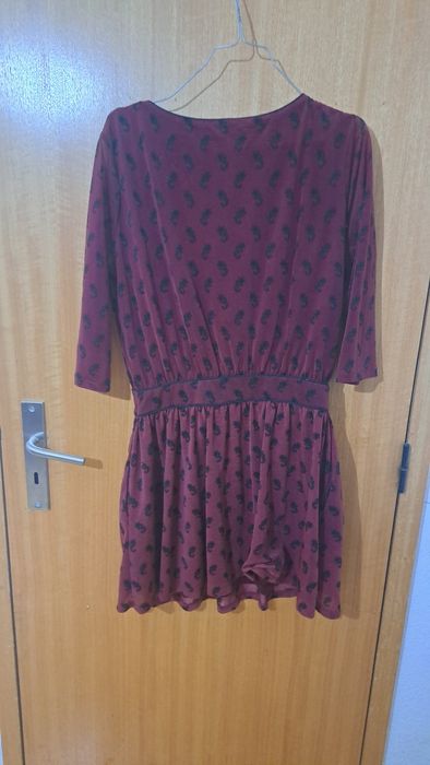 Vestido Curto • Padrão Bordeaux • Mango | M