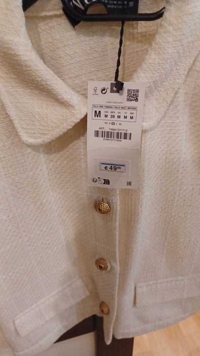 Żakiet Zara w stylu chanel ecrue nowy