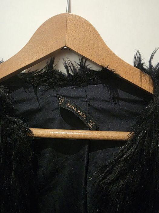 Kurtka, futro, czarne, narzuta, kieszenie, Zara, xs