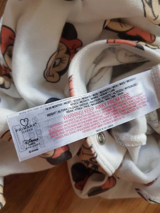 Pajacyk Myszka Minnie Disney Baby Primark śpioszki kombinezon 92cm