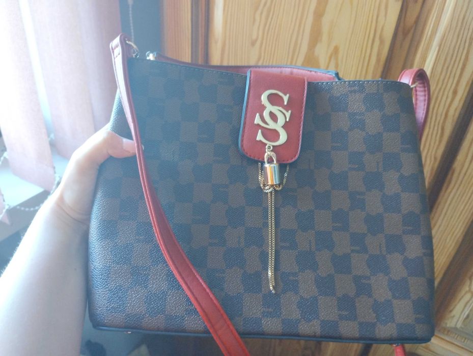 Torebka damska kolor czerwony w kratkę