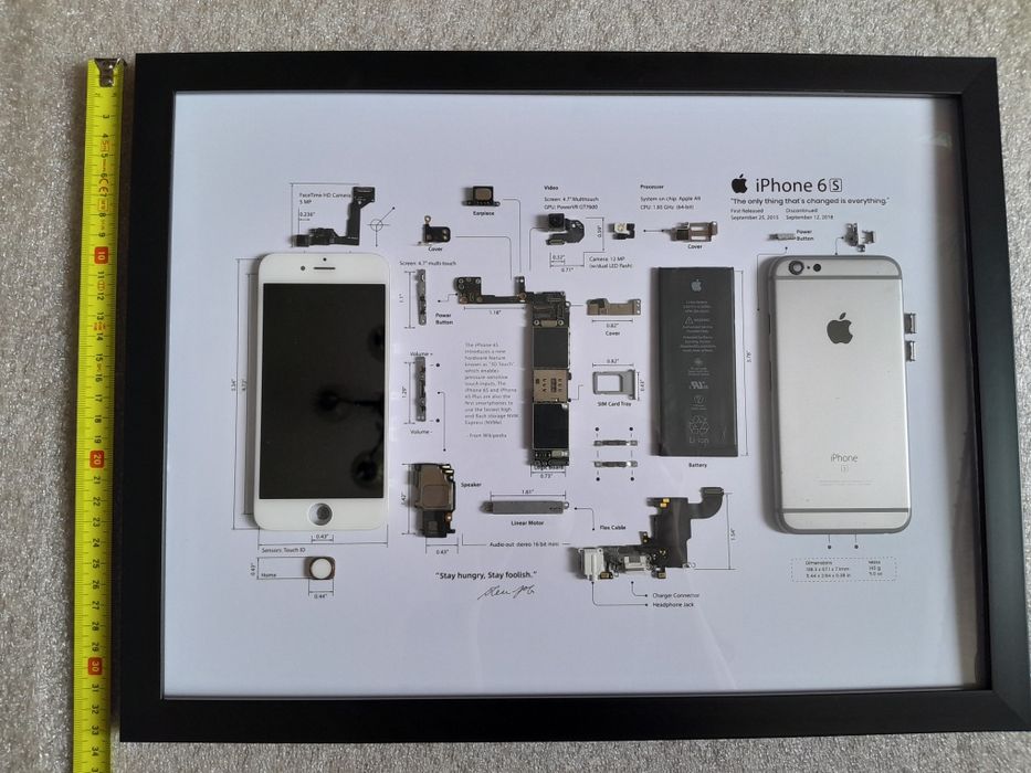 Картина з оригінальних деталей iPhone 6s, A3 у рамці під склом