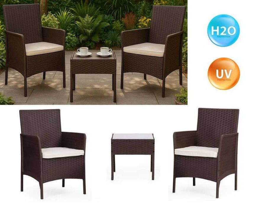 MEBLE OGRODOWE Caffee MOCHA2 - stolik + 2xfotel - Wielosezonowe