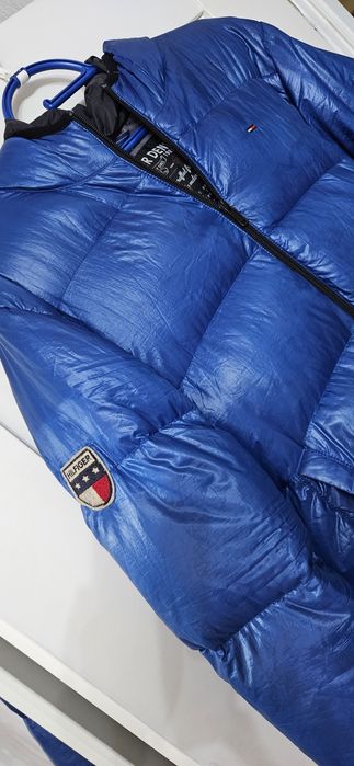 Tommy Hilfiger L kurtka puchowa niebieska piekna 100% org Usa