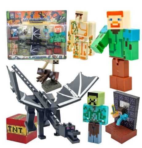 Minecraft Duży zestaw 8 Figurek + Akcesoria